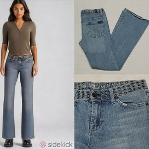 Rare Vintage 7 For All Mankind Eyelet Waist 7 Pocket Low Waisted Bootcut Jeans